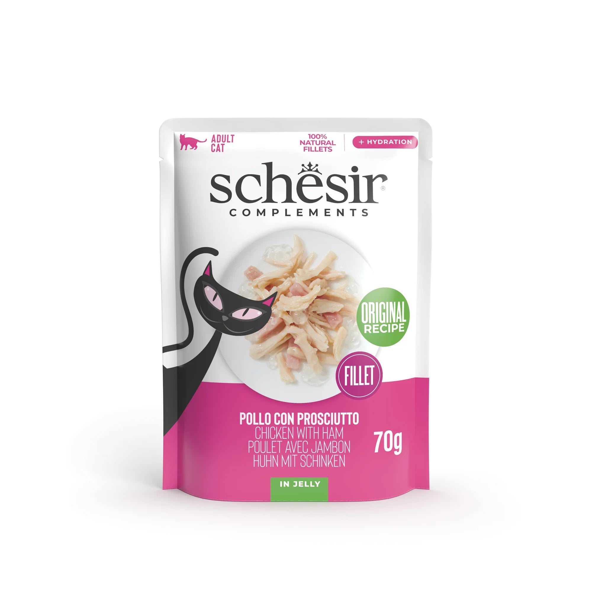 Alimento umido Schesir Complements Pollo con Prosciutto 70 g per gatti adulti Alimento umido Schesir Complements Pollo con Prosciutto 70 g per gatti adulti